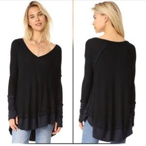 Free People Laguna Thermal Top Shirt Black